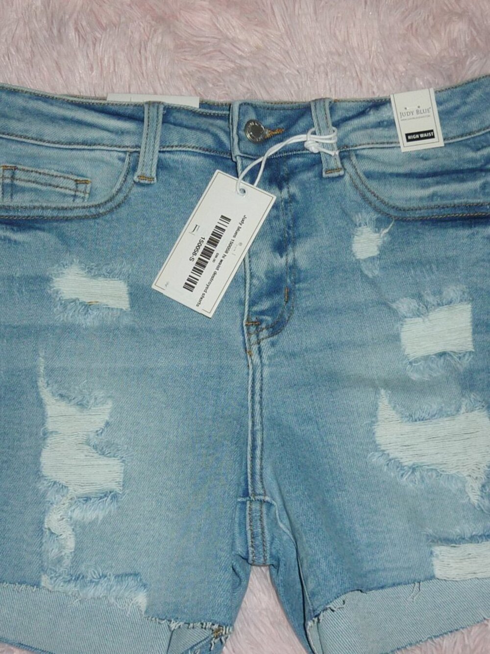 NWT Judy Blue Hi Waist Distressed Denim Jean Shorts Size Small